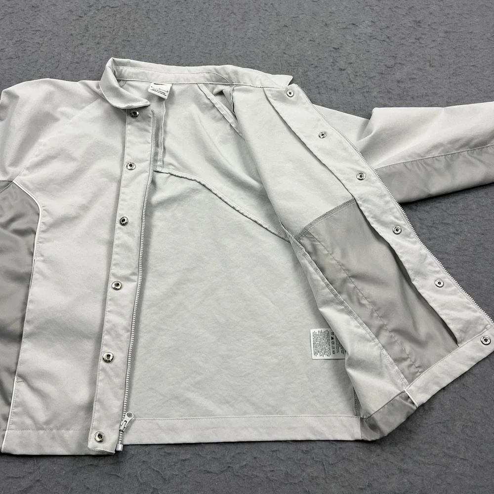 Nike Sportswear Womens Medium Grey Woven Jacket Oversized Sateen Full Zip HQ3750